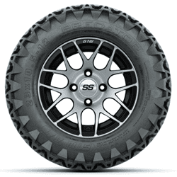 Picture of Set of (4)  12” GTW Pursuit Black/Machined Wheels with Predator All-Terrain Tires