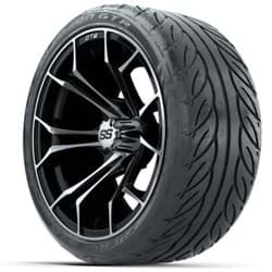 Picture of Set of (4) 15? GTW Spyder Machined & Black Wheels with 215/40-R15 Fusion GTR Street Tires
