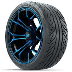 Picture of Set of (4) 15? GTW Spyder Blue/Black Wheels with 215/40-R15 Fusion GTR Street Tires