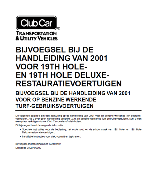 Picture of 2001 - Club Car - Supplement - 19TH HOLE - NL