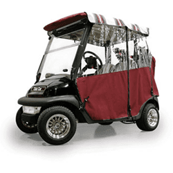 Picture of 3-sided enclosure over-the-top, Sunbrella Dubonnet Tweed / Burgundy/Black/White